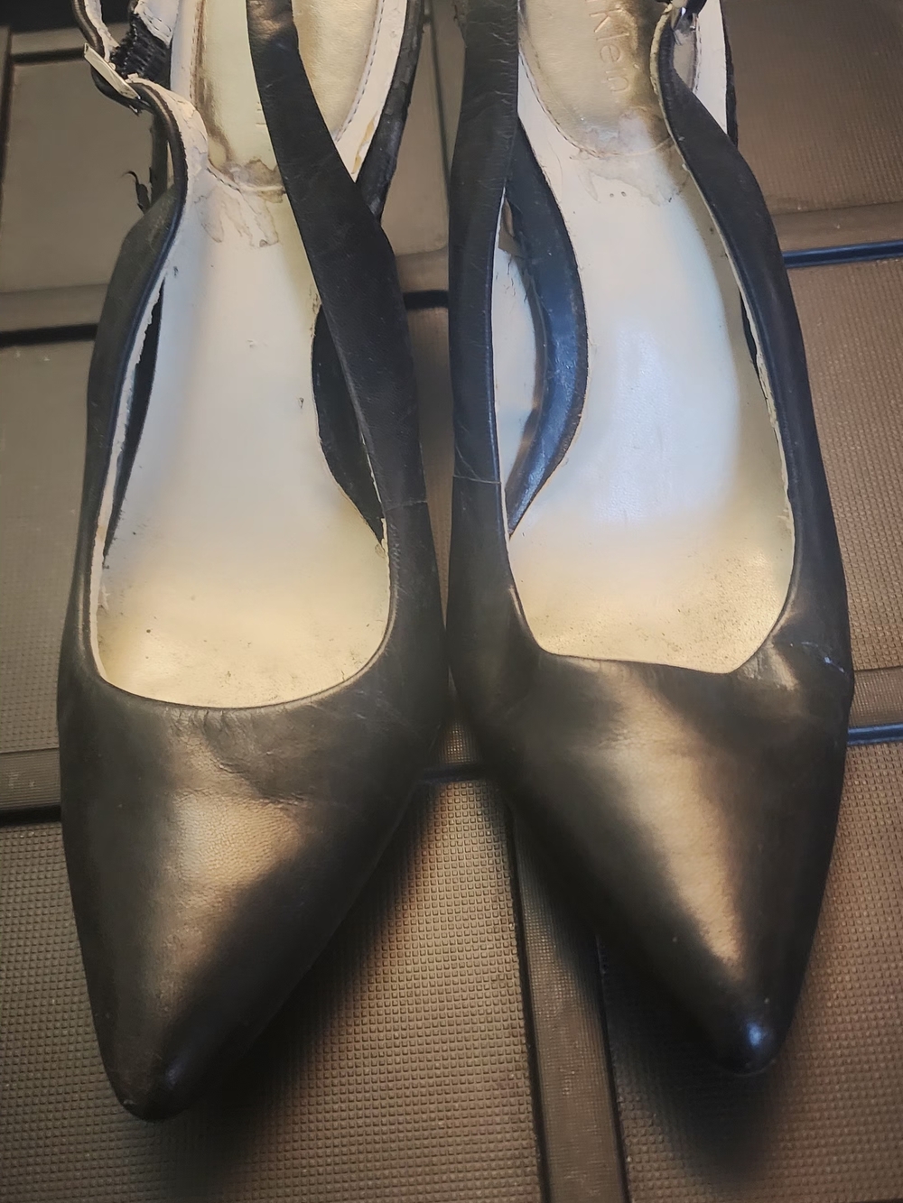 Calvin Klein Black Pointed-Toe Slingback Heels